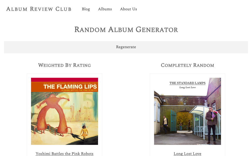 Example of random generator page